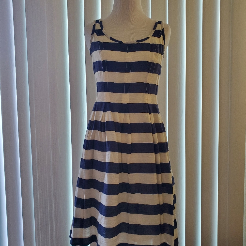 Blue striped midi dress
